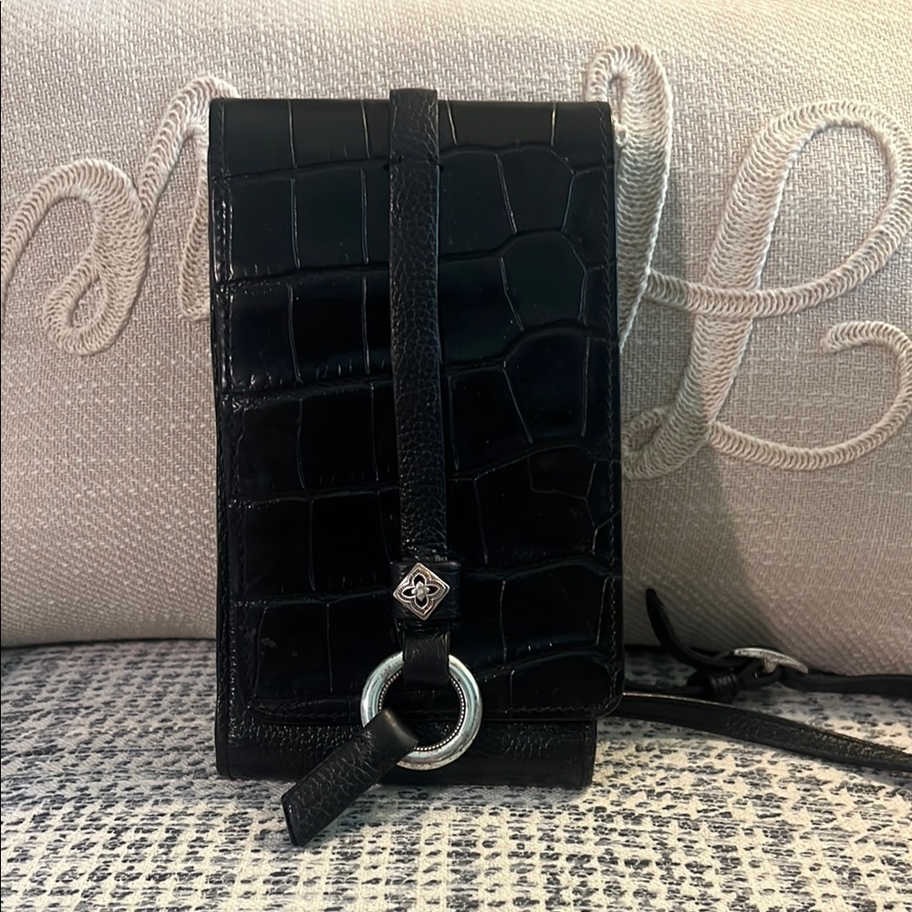 Brighton Black Crossbody Bag with Silver Accents
